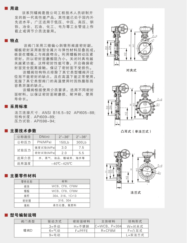 American Standard Butterfly Valve Parameter