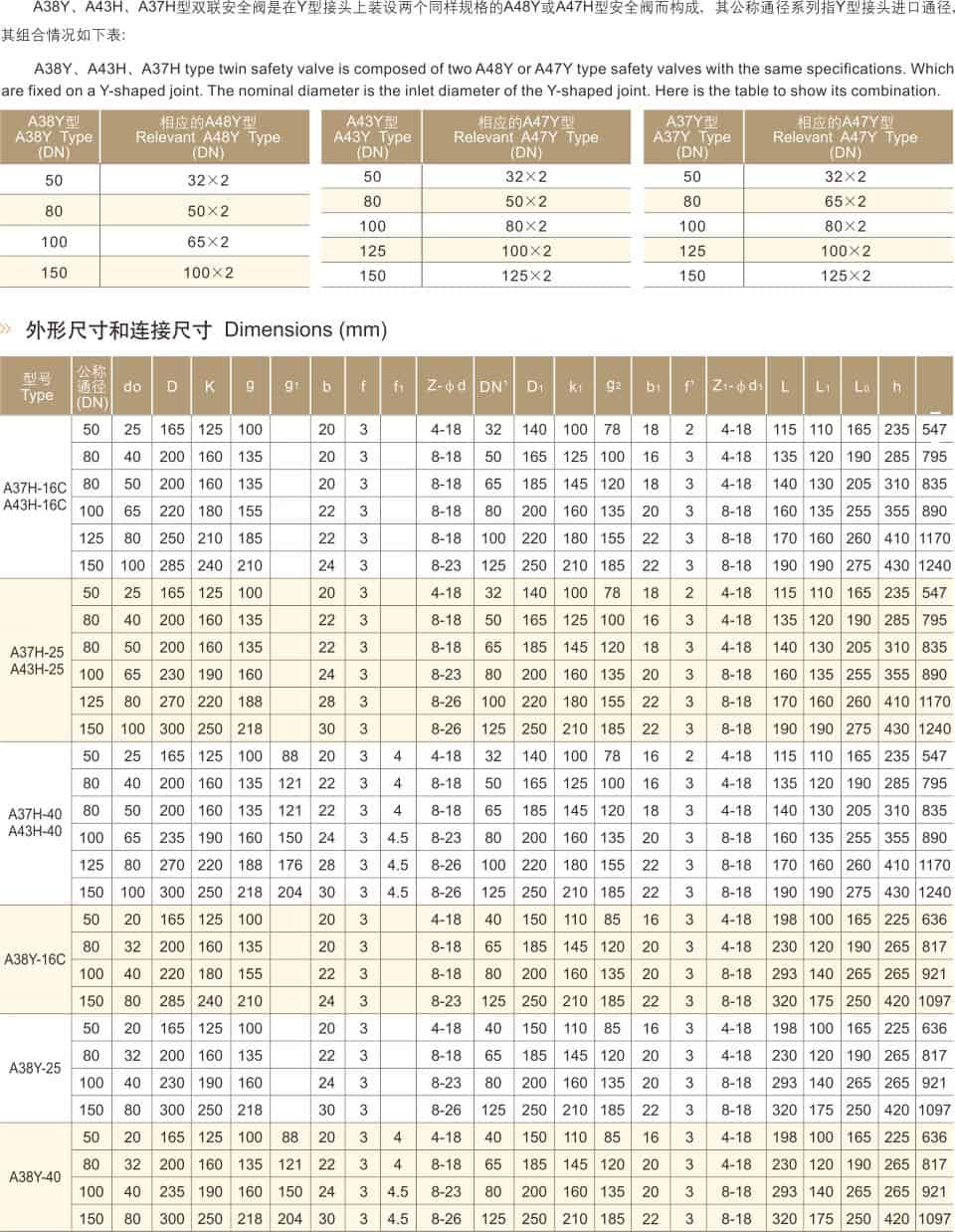 Double spring type safety valve parameters